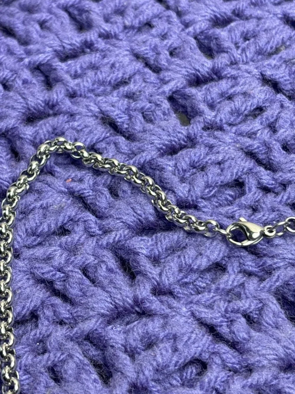 Silvertone Chunky Box Chain Necklace Lobster Clasp 18 inches Long